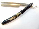 Vintage W h  Morley   Sons Straight Razor With Animal Scene On Handle