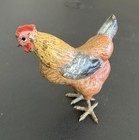 1900s Antique Austrian Vienna Cold Painted Bronze Figure Of Little Chicken Hen