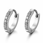 Stainless Steel Small Hoop Earrings For Men Women Huggie Hoop Earrings Cz Inlaid