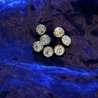 Set Of  7  Vintage Silvertone Metal Clear Glass Rhinestone Buttons K4