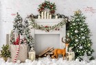 75ft Bokeh Christmas Tree Backdrop  White Fireplace Brick Wall  Xmas Photo Prop
