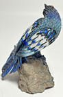 Sterling Silver   Enameled Bird Figurine On Mineral Rock Base     Handcrafted