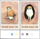 Norfolk Island Scott  343 Strip Of 5 Boobook Owls Raptors Vf Mint Never Hinged 