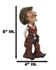 Rustic Western Cartoon Cowboy With Hat Gun Rope Saddle Smoking Cigar Figurine
