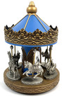 Vintage Hudson Pewter Carousel 1980 s Blue Silver Animals Zoo Swan Lion 8  X 6 