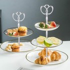 3pcs 3-tier 13 6   Silver Cupcake Stand Hardware Fittings Metal Crown Holder