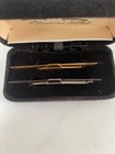 Vintage Midcentury Famous-barr Collar Clip Bar Set Gold Silver Tone Original Box