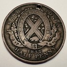 1837 Canada Half Penny Bank Token  Free Shipping 