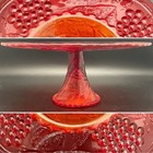 L e  Smith Ruby Red Grapes   Leaves Round Pedestal Cake Stand C1970s Usa 12 dia