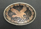 American Eagle Black   Gold Color Mixed Metal Vintage Belt Buckle Marked W -usa