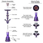 20  Hookah Set - 2 Hose Premium Shisha Kit With Glass 20inch  Purple