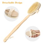 15 7  Long Handle Bath Brush Natural Bristles Body Back Shower Washing Scrubber   