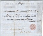1848 Boston  Ma Northern Railroad Stock Certificate No  4643 For 5 Shares