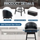 Swivel Bar Stools Set Of 2 29 h With Back Pu Leather Rubber Wood Legs Black