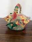 Vtg Fabric Sewing Basket Hoop Embroidery Floss Needle Craft Lot Grandma Cottage
