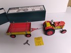 Vintage Schylling Wind-up Tractor   Trailer Working Tin Litho Toy Key Box Czech