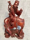 Vintage Antique Chinese Carved Wood Zhang Guolao Figurine Statuette 9 5 