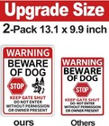 2-pack Reflective Beware Of Dog Signs     13x10  Aluminum Fence Or Gates Warning