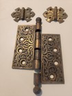 Vtg Brass Door Ornate Hinges