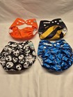 P17 Lot Of 4 Alva Baby Pocket Cloth Diapers Boy Prints  New Without Tags Cute