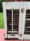 Antique Vintage Wood Louvered Bi Fold Shutter White Paint Architectural Salvage