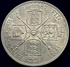 1887 Gb Silver Double Florin Arabic 1 Victoria Golden Jubilee 4 Shillings Au