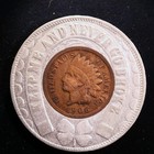 Nice Encased 1906 Indian Cent - State Bank Of Michigan  Grand Rapids  Mich 