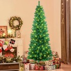 4 5 6 7ft Pencil Christmas Tree Spruce Pine Slim With Led Lights Decoration Xmas