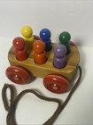 L s  Ruth Wooden Rope Pull Toy 6 Pegs Toddler Learning Toy Made In Usa