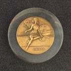 Delta Air Lines Bronze Medal Coin Boeing 727 Paperweight Lucite Medallic Art Vtg