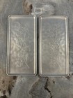 Vtg Set Of 2 Hammered Aluminum Tray Dogwood Floral Spray Mcm 5x11    Scallop Edge