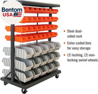 Rolling Storage Bin Rack   Parts Organizer  7-tier Dual-sided Bin Cart Shelving 
