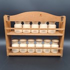 Heartland International Spice Set With Wooden Spice Rack And 11 Spice Jars Vtg