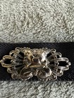 Vtg Silver Rhinestone Cinch Clip   Dress Sweater Guard   Cardigan Clip Filigree