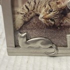 Small Picture Frame Kitty Cat On Ledge Looking   Metal