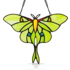 Pearl Painted Glass Green Butterfly Light Catcher Hanging Decoration For Outdoor