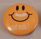 5 Vintage  got Milk  Buttons Pins - 1 Each Of Purple Green Yellow Pink   Blue