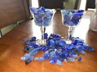 Lot Beach Blue Sea Glass Surf Tumbled Cornflower Light Blue   Cobalt  1 Lb  3 Oz