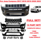 Front Bumper Set For Jeep Compass 2017 2018 2019 2020 2021 Upper Lower Grill Fog