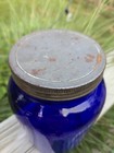 Huge Antique Store Supply Noxema Cobalt Blue Glass Jar Apothecary Pharmacy Rare