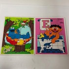 Playskool Sesame Street Cookie Monster And Ernie Wooden Puzzles Vintage