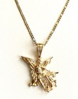 14k Yellow Gold Plated Saint Michael Pendant  18  Figaro Chain - 40mm Charm