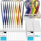 100 Set Name Tag Lanyards With Clear Id Holders  Waterproof Badges For Business
