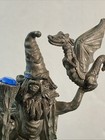 Spoontiques Pewter Figurine Of Wizard Dragon Staff W blue Gem 3  Tall X 2 wide