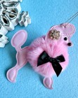 New Fluffy Pink Poodle Dog W  Sparkle Accent   Black Bow Christmas Ornament 5 5   