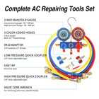 3 Way Ac Manifold Gauge Set For R134a  R410a  R22  R404a Refrigerants  With Quic