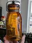    awesome    Quart Orange Amber Globe 1886 Mason Fruit Jar W original Glass Lid
