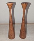 2 Mid Century Modern Danish Teak Candle Sticks