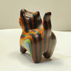 Hand Painted Wooden Cat Figurine Small Kitten Sculpture Home Decor Ornament Gift