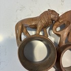 Hand Carved Wooden Safari Animal Napkin Rings Set Of 6 Guc